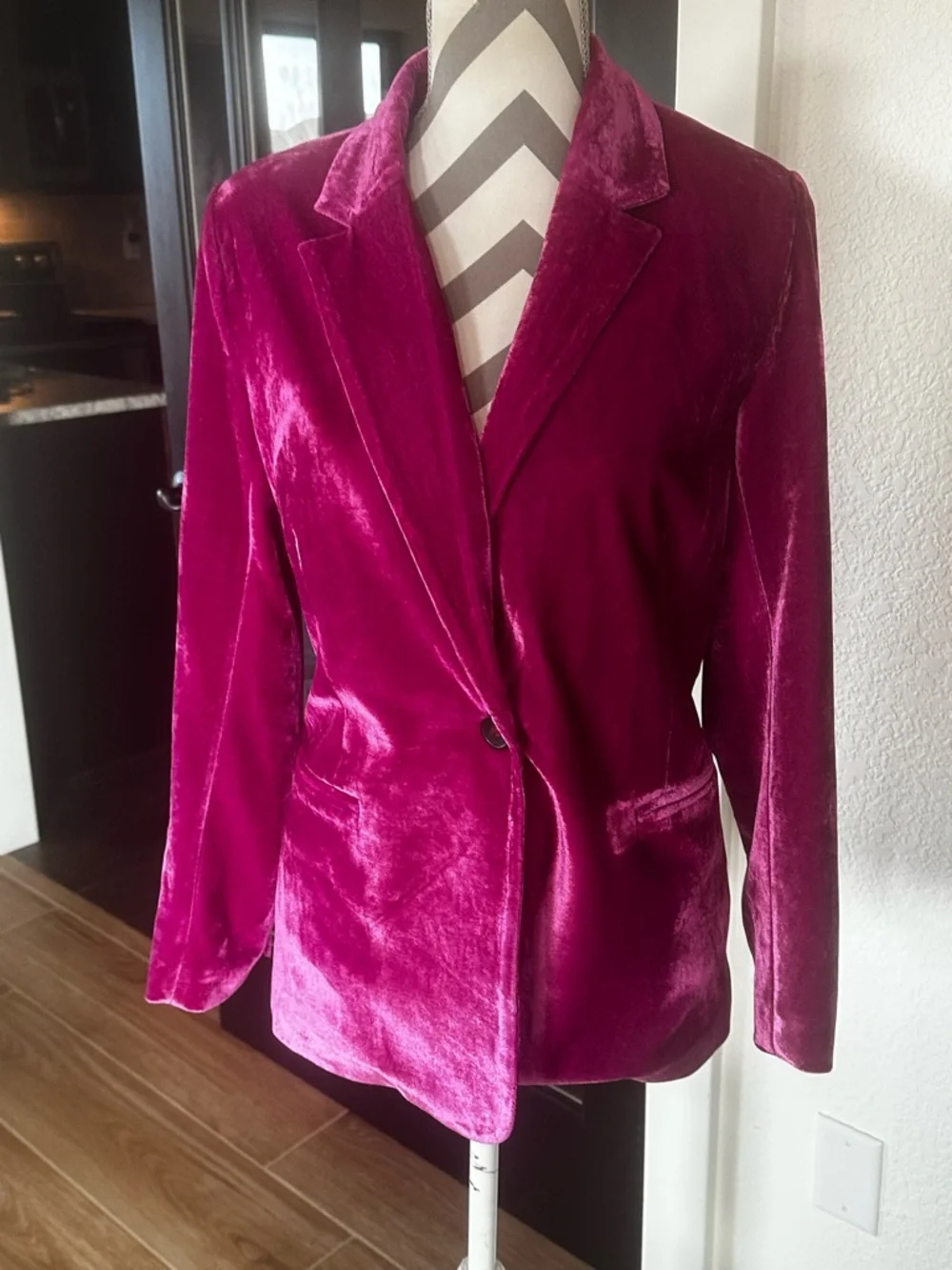 🆕 NWT Free People / Mink Pink plush fuchsia pink velvet blazer 2 Pc set. Sz M ( - Picture 7 of 9